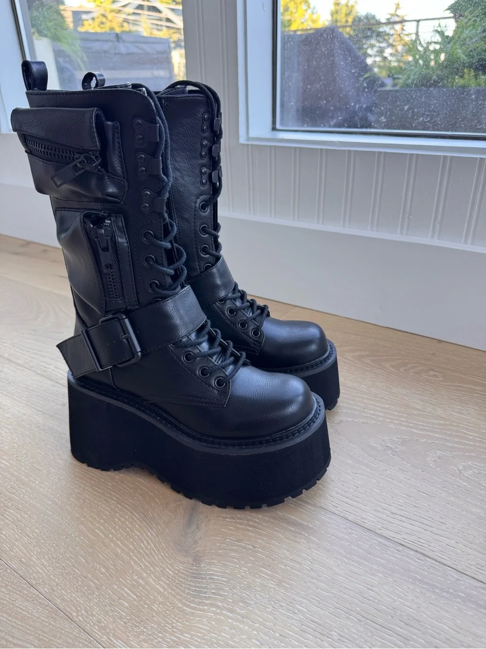 Dolls Kill Black Platform Combat Boots - Brand New in Box
